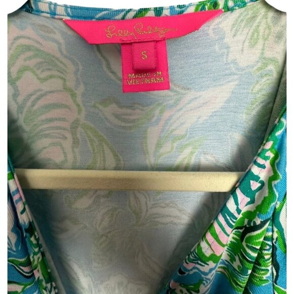 Lilly Pulitzer Brantley Midi Wrap Dress Cumulus Blue Chick Magnet Print Sz Small - Picture 5 of 8